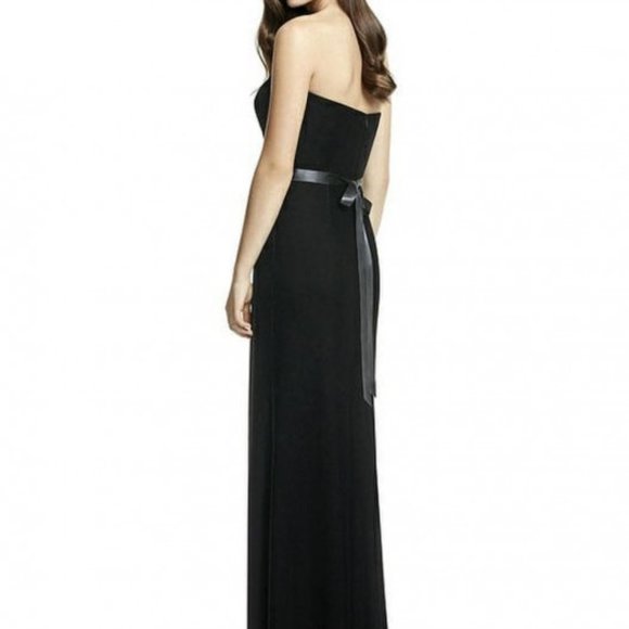 Dessy 2998....Full Length, Strapless, Velvet Gown Dress...Black...Size 0...NWT - Picture 2 of 7
